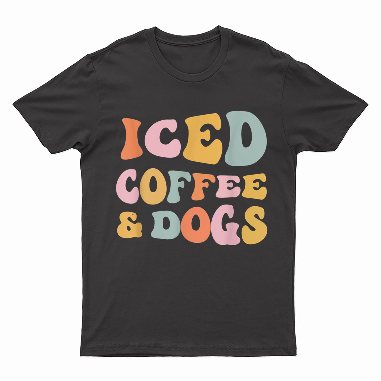Iced Coffee and Dogs Funny Retro Vintage T-Shirt