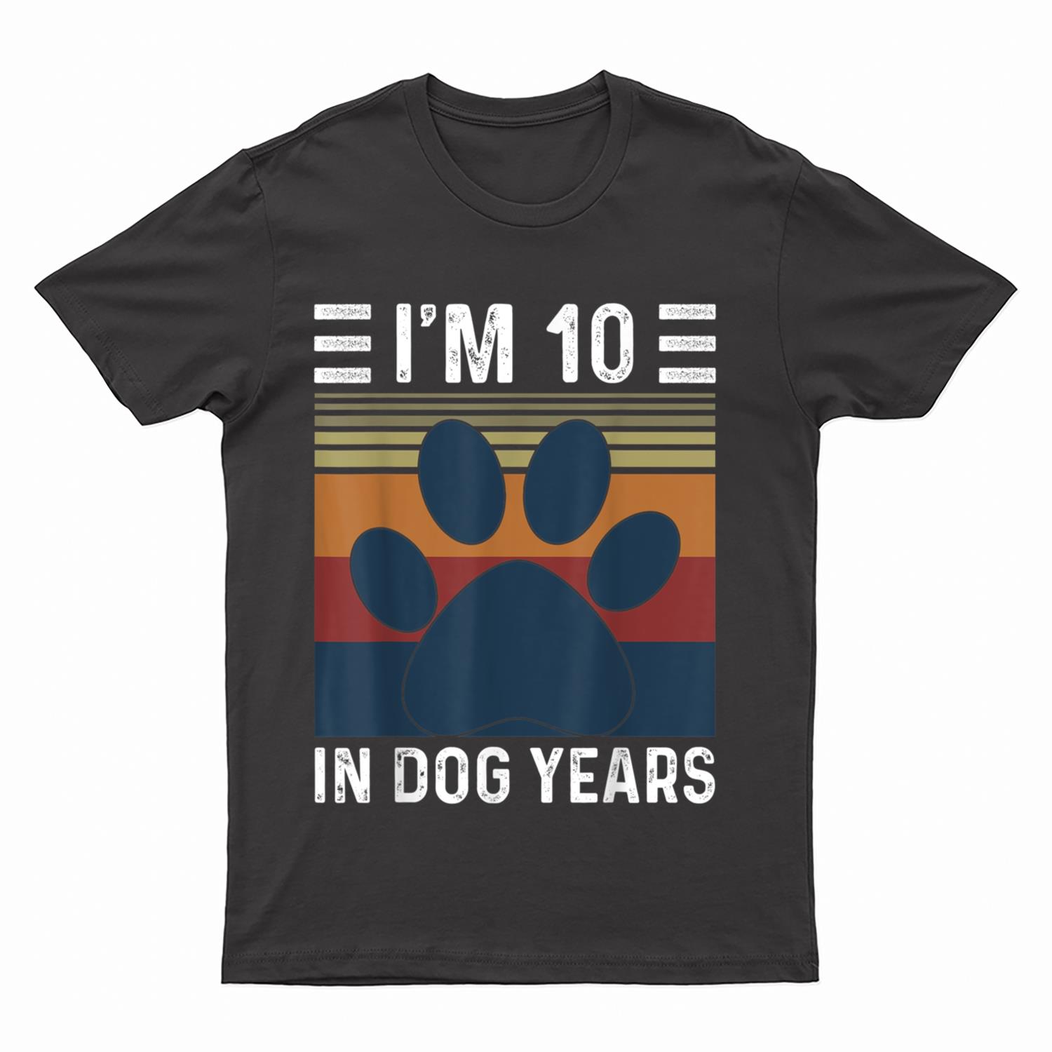 I'm 10 In Dog Years 70th Birthday Vintage Funny 70 Year Old T-Shirt