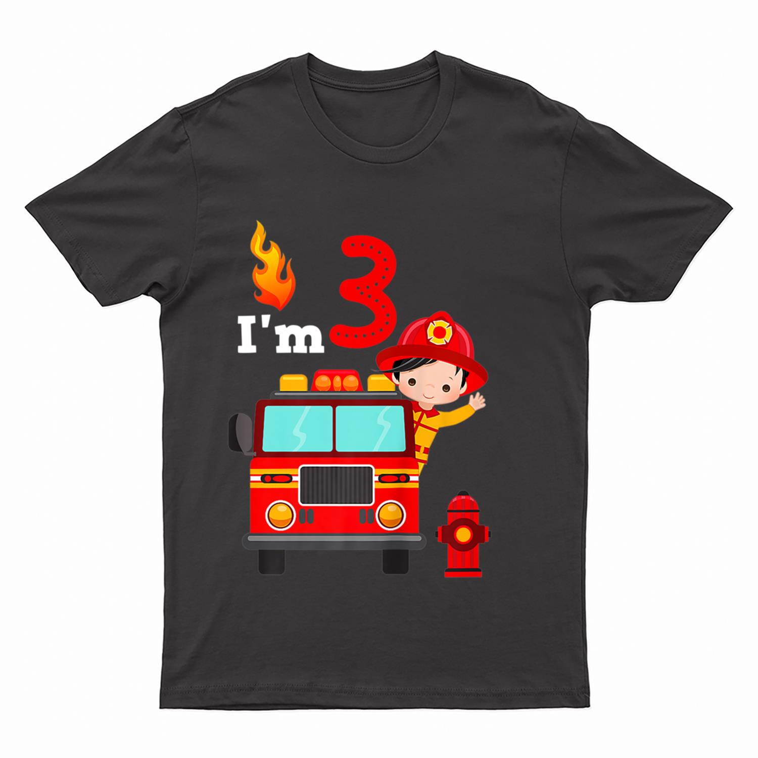 I'm 3rd Birthday Boy Fire Engine Truck Toddler Firefighter T-Shirt