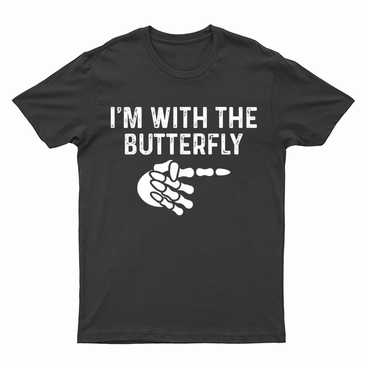 I'm With Butterfly Halloween Costume Funny Couples Matching T-Shirt