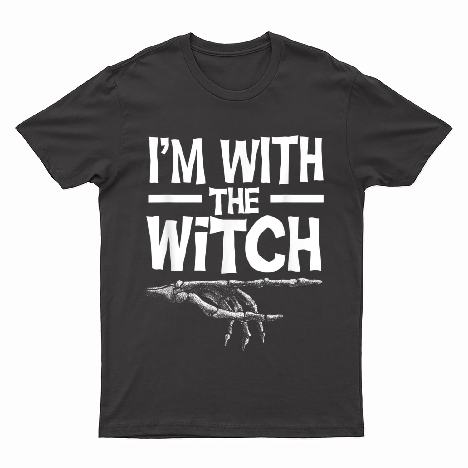 I'm With The Witch Funny Halloween Matching Couple T-Shirt