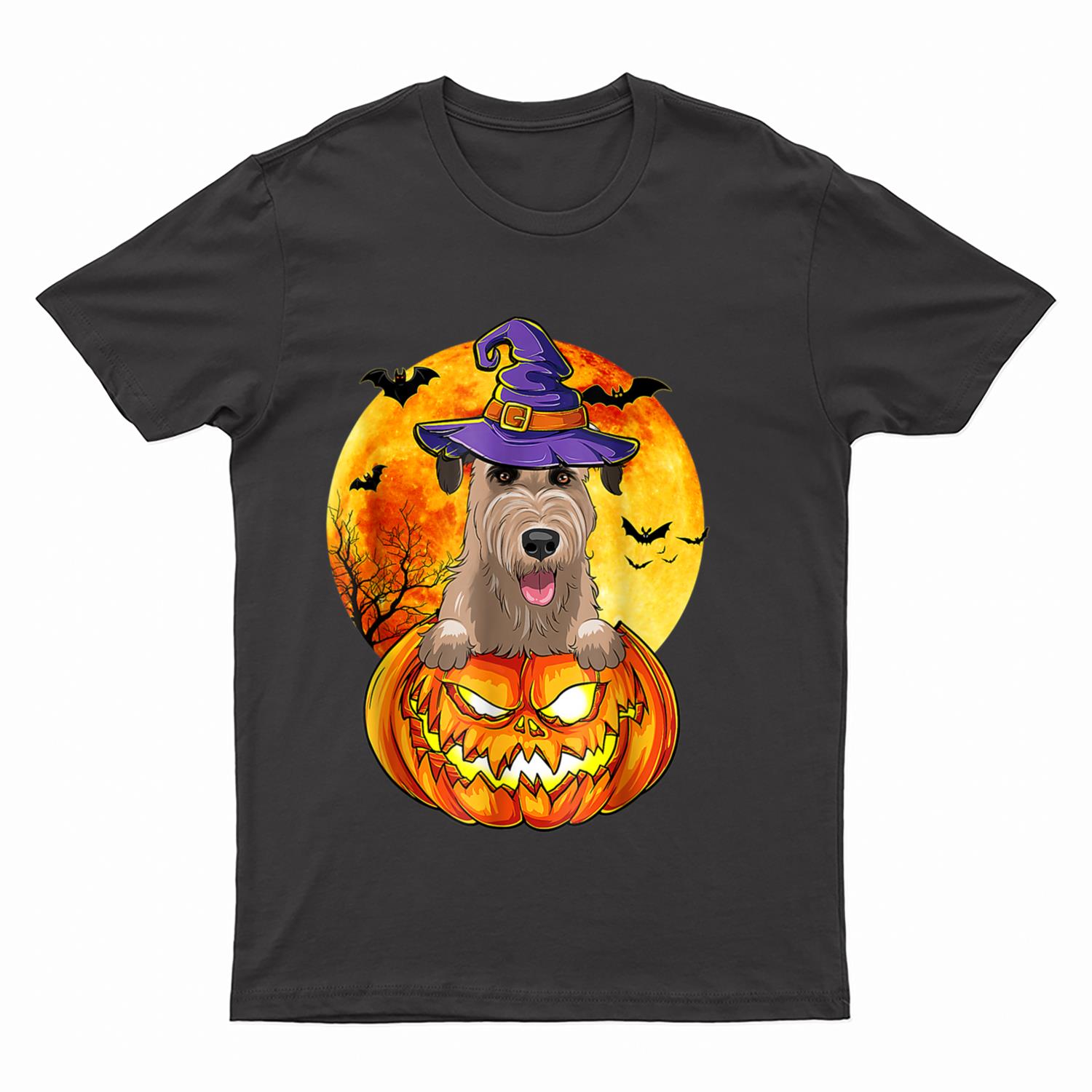 Irish Wolfhound Witch Pumpkin Halloween Dog Lover Funny T-Shirt
