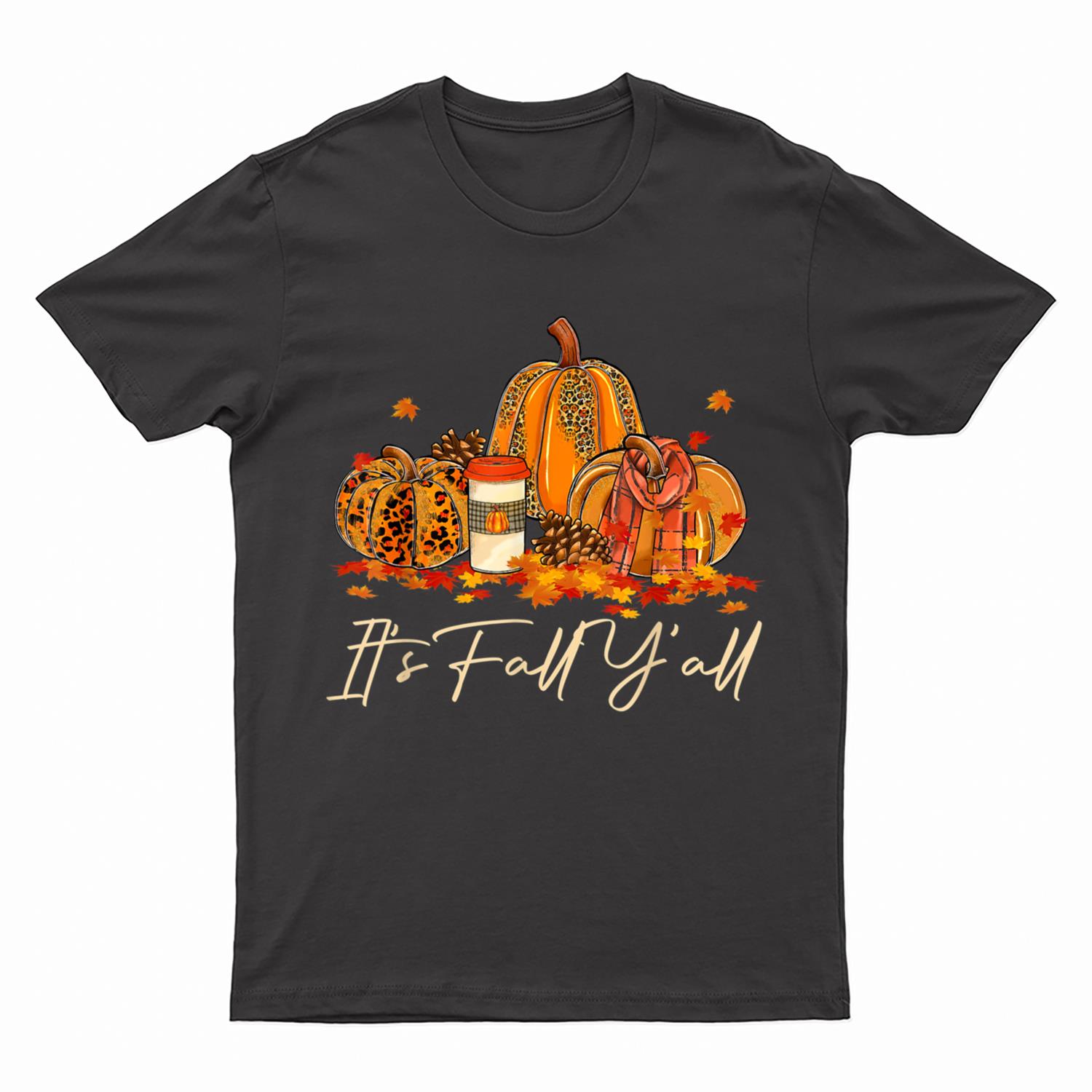 It's Fall Y'all Pumpkin Spice Leopard Autumn Fall Season T-Shirt