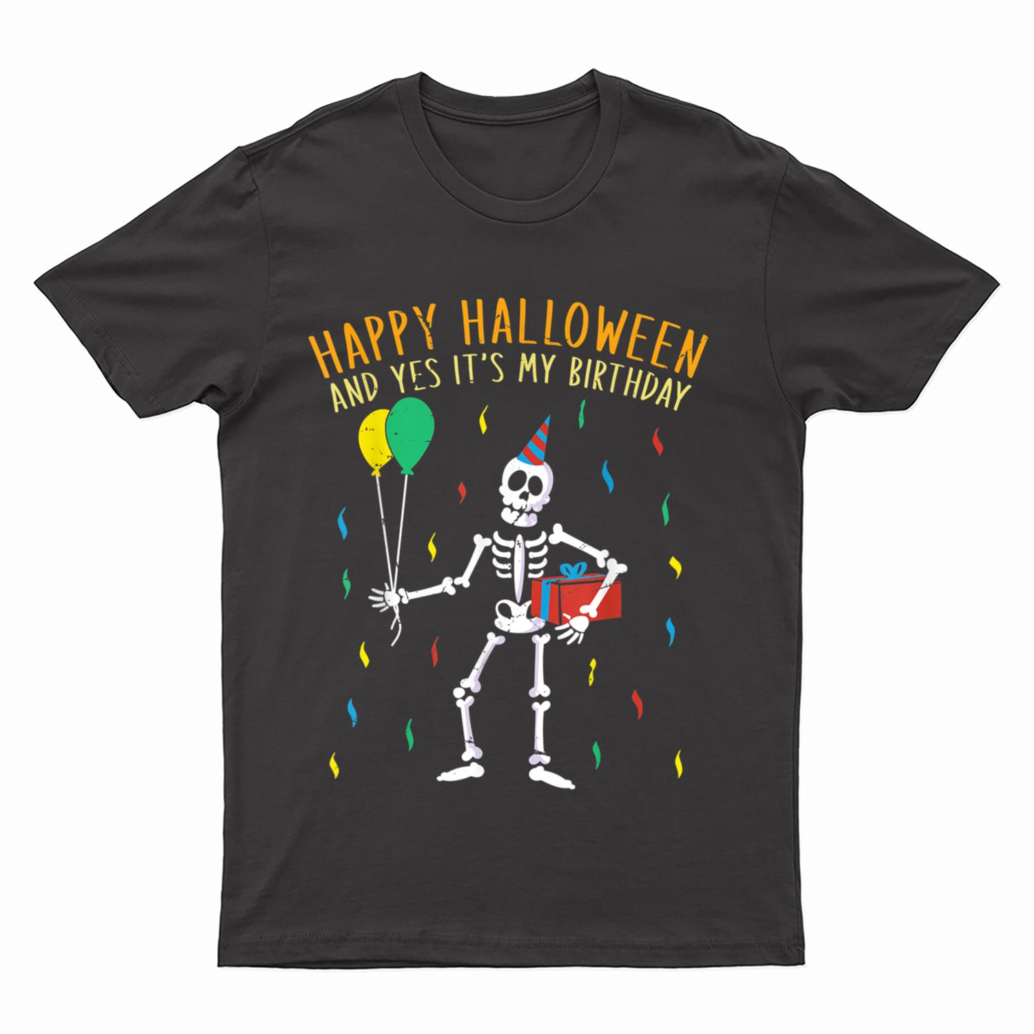 It's My Birthday Halloween Party Skeleton Kids Born October T-Shirt