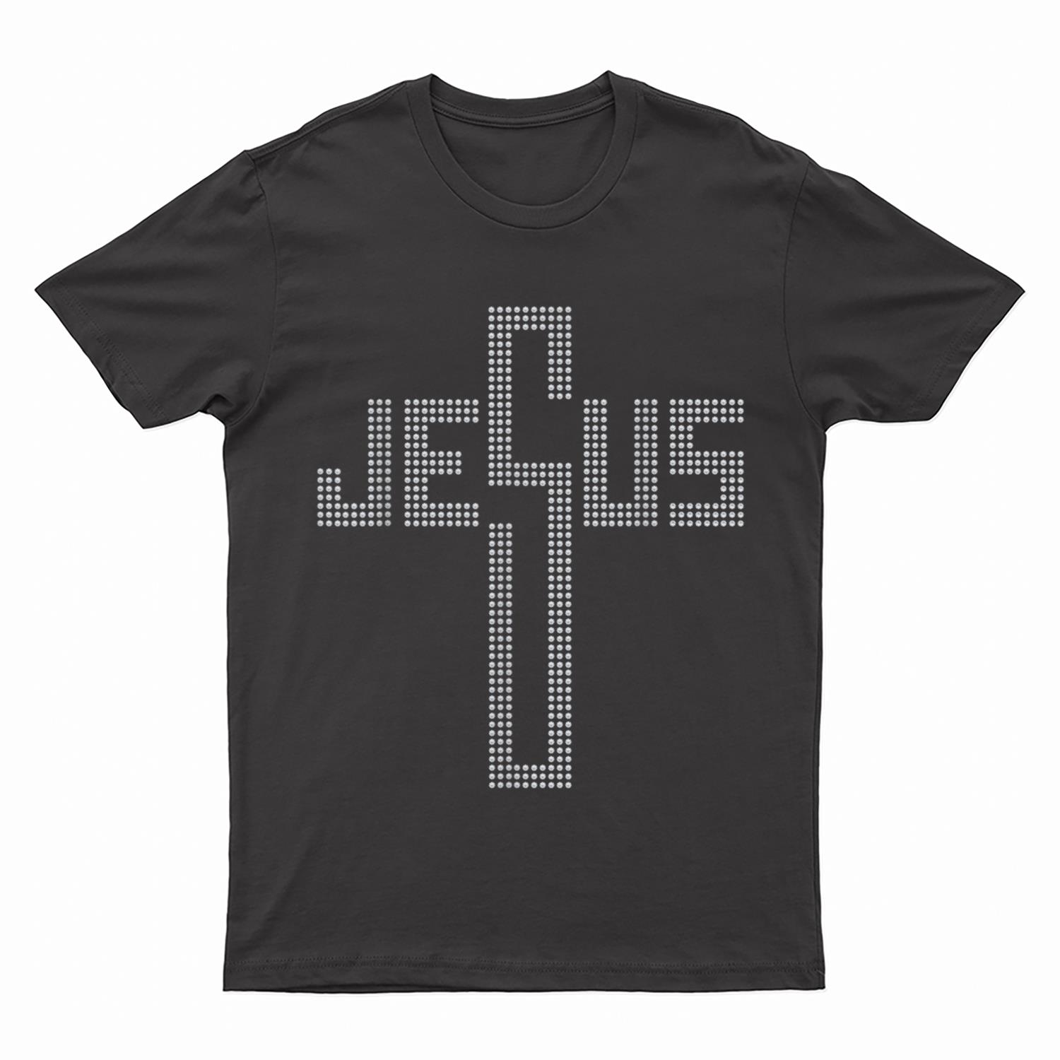 JESUS cross rhinestone Graphic Funny Christian woman T-Shirt