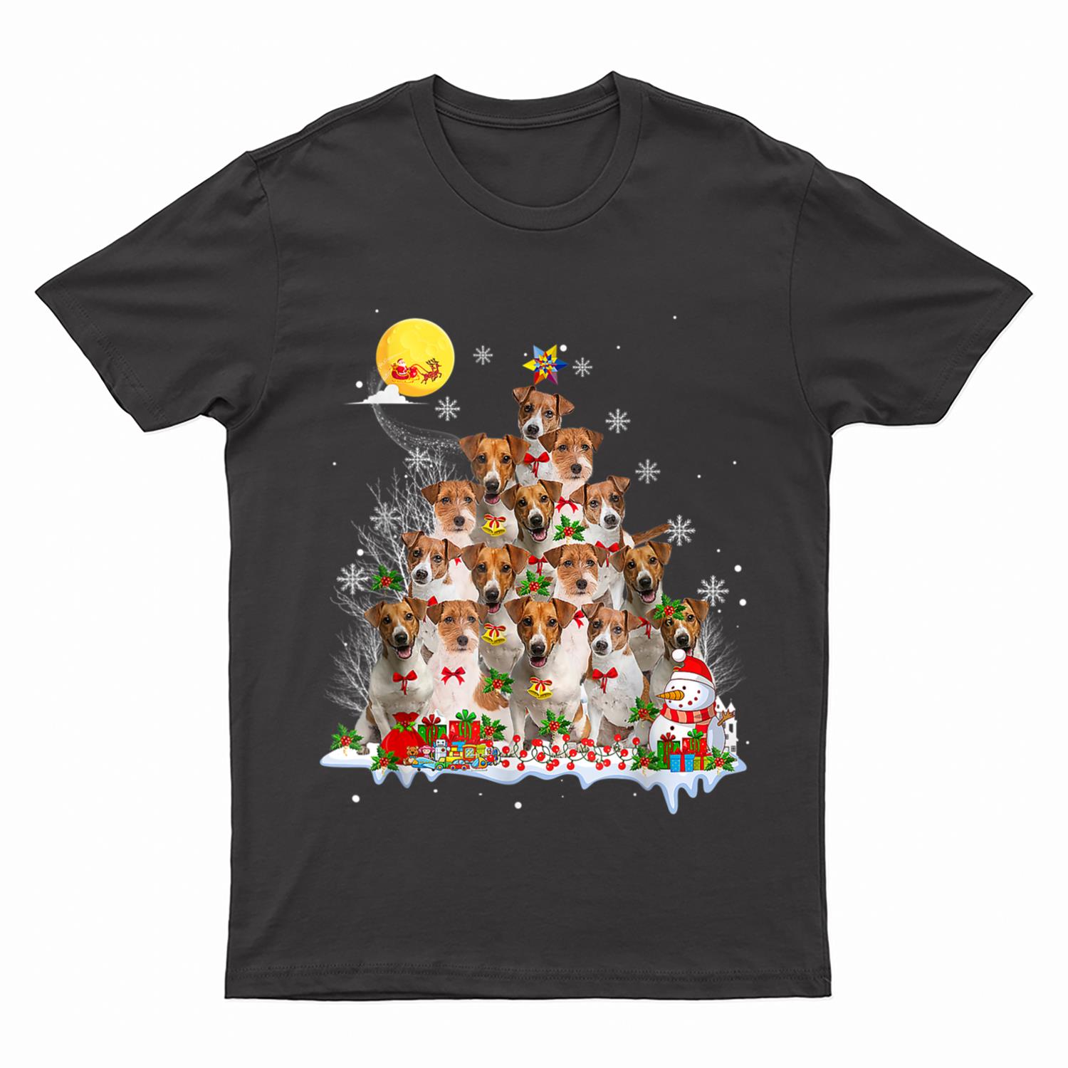 Jack Russell Terrier Dog Lover Matching Santa Christmas Tree T-Shirt