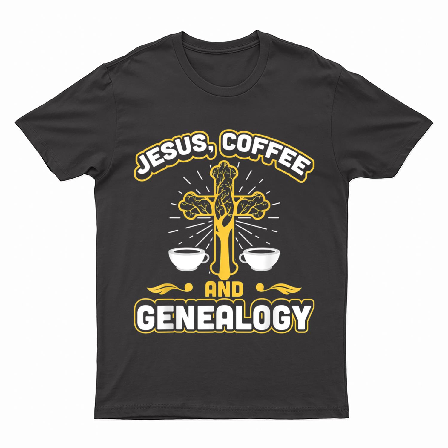 Jesus Coffee and Genealogy Genealogist Ancestry T-Shirt