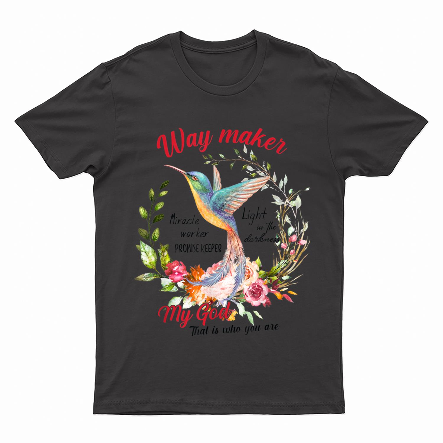 Jesus Flower Butterfly Hummingbird Faith Christian God T-Shirt