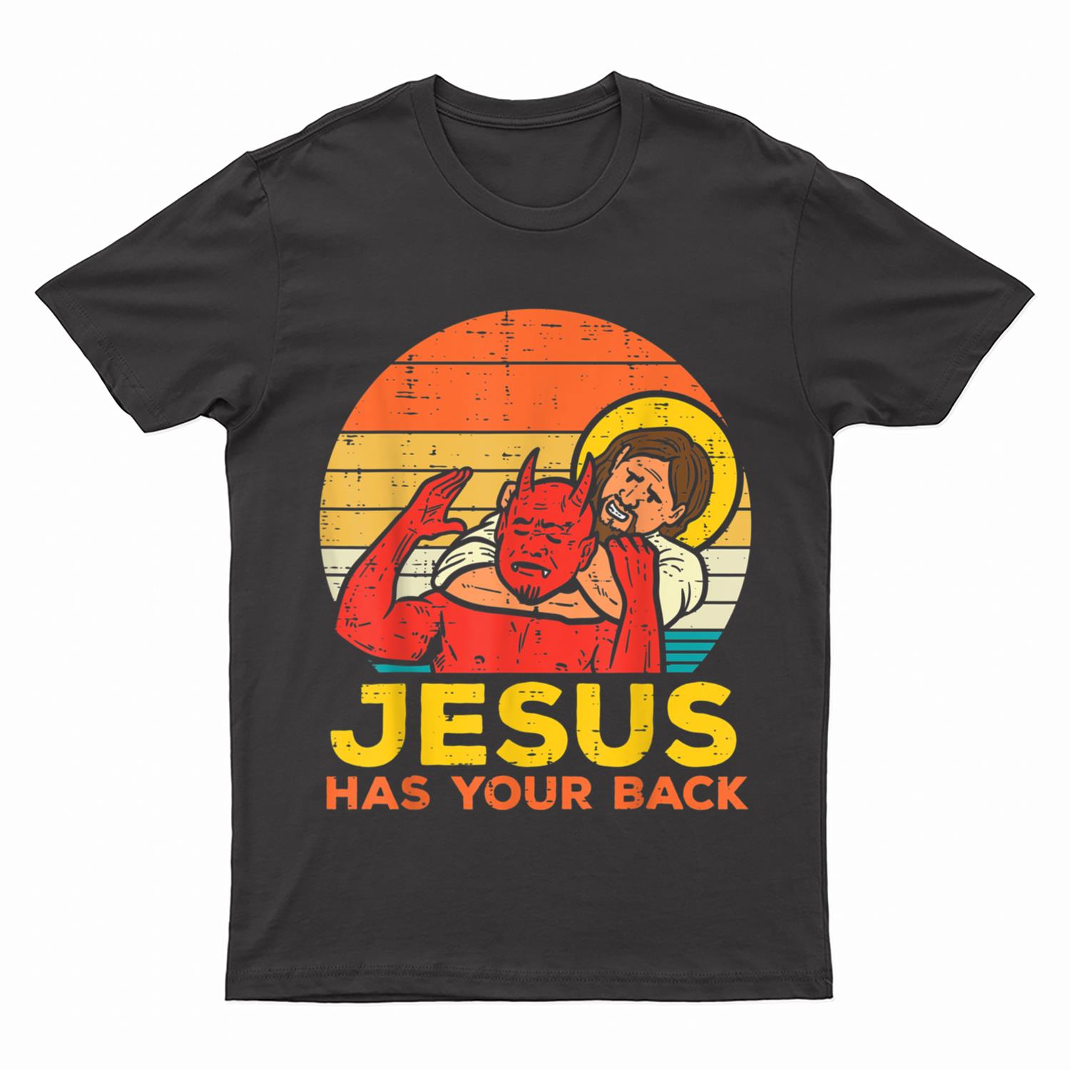 Jesus Has Your Back Jiu Jitsu Retro Christian Men Women Kids T-Shirt