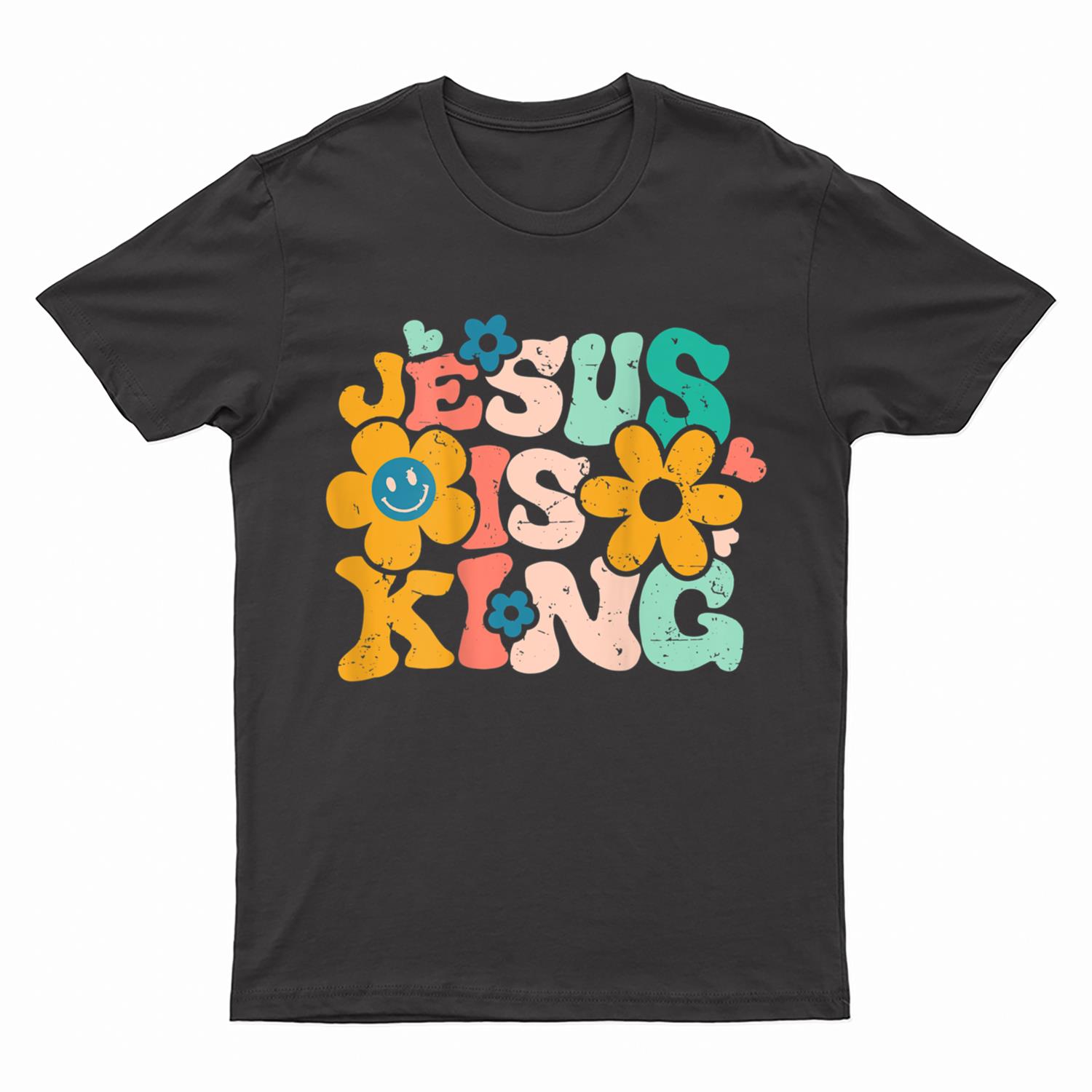 Jesus Is King Aesthetic, Groovy Christian T-Shirt