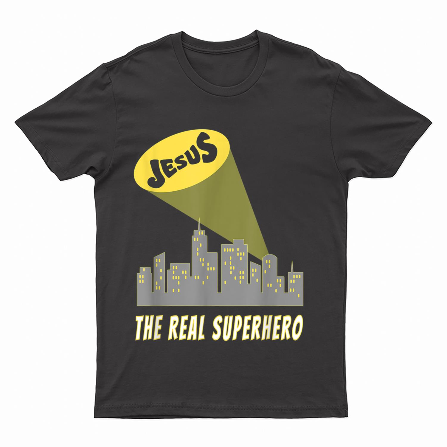 Jesus the Real Superhero Bat Signal T-Shirt
