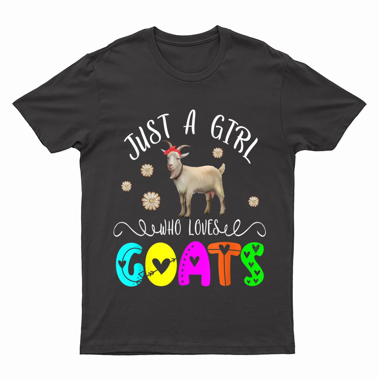 Just A Girl Who Loves Goats Floral Goat Bow Tie Farmer Lover T-Shirt