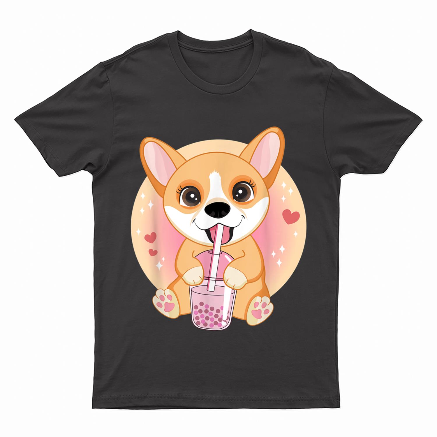 Kawaii Anime Corgi Lover Dog Boba Bubble Tea Cute Japanese T-Shirt
