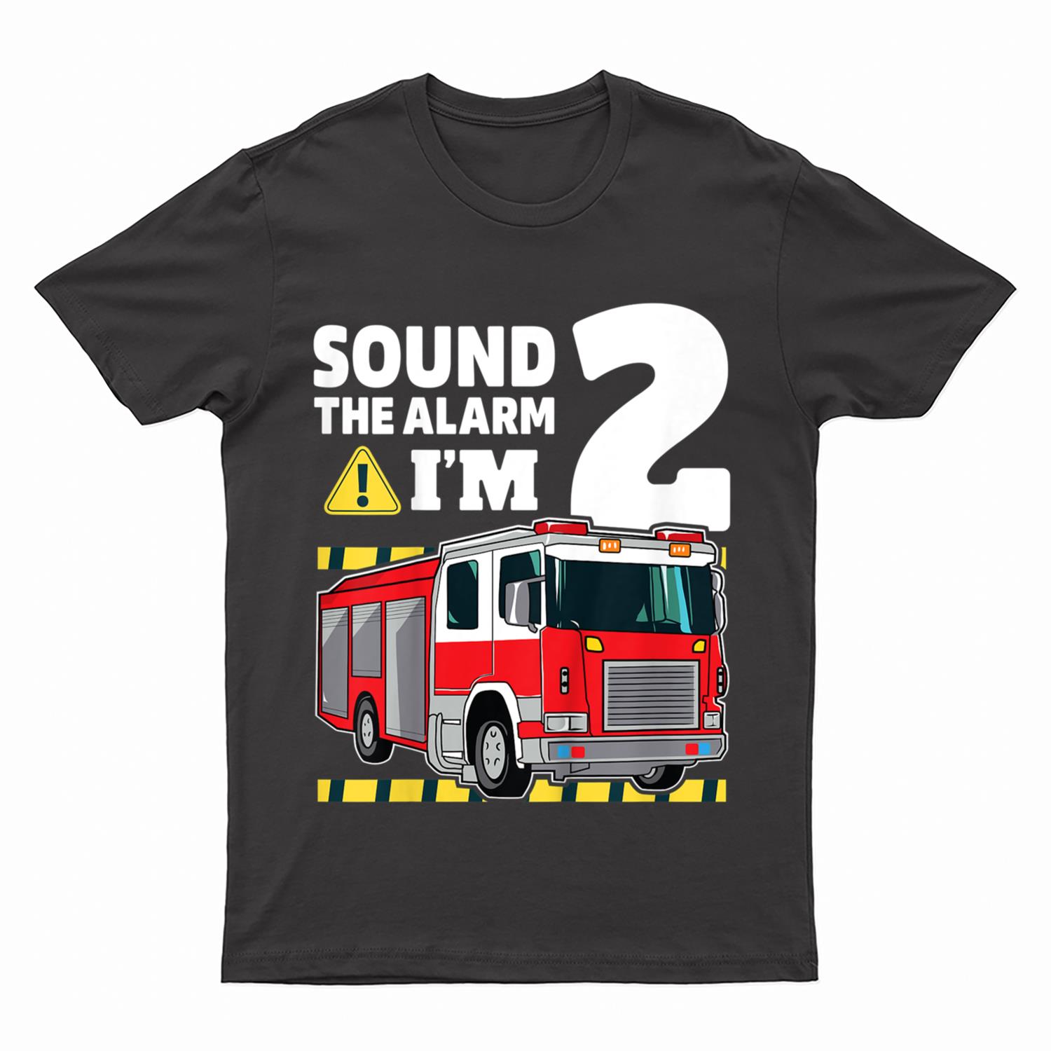 Kids 2nd Birthday Boy Fire Truck 2 Two Year Old Firefighter T-Shirt