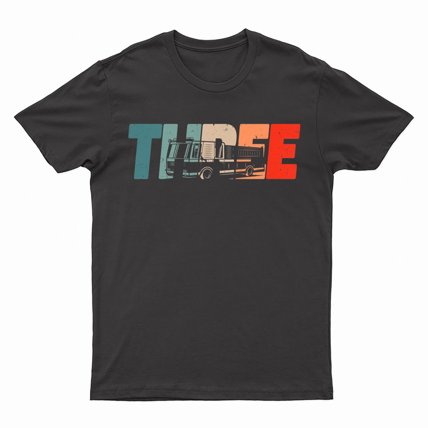 Kids 3 Year Old  3rd Birthday Boy Firefighter Fire Truck T-Shirt