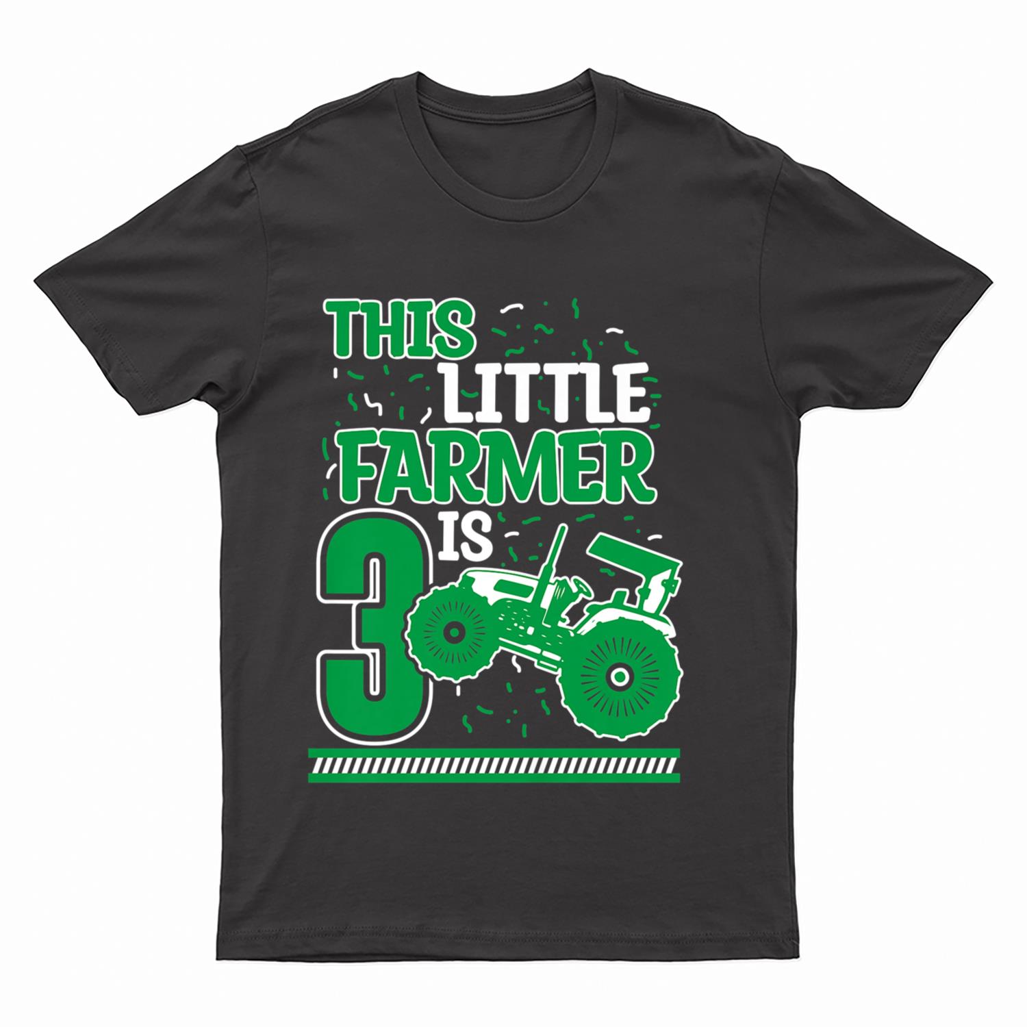 Kids 3 Years Old Boy Tractor Little Farmer 3rd Birthday Kids T-Shirt
