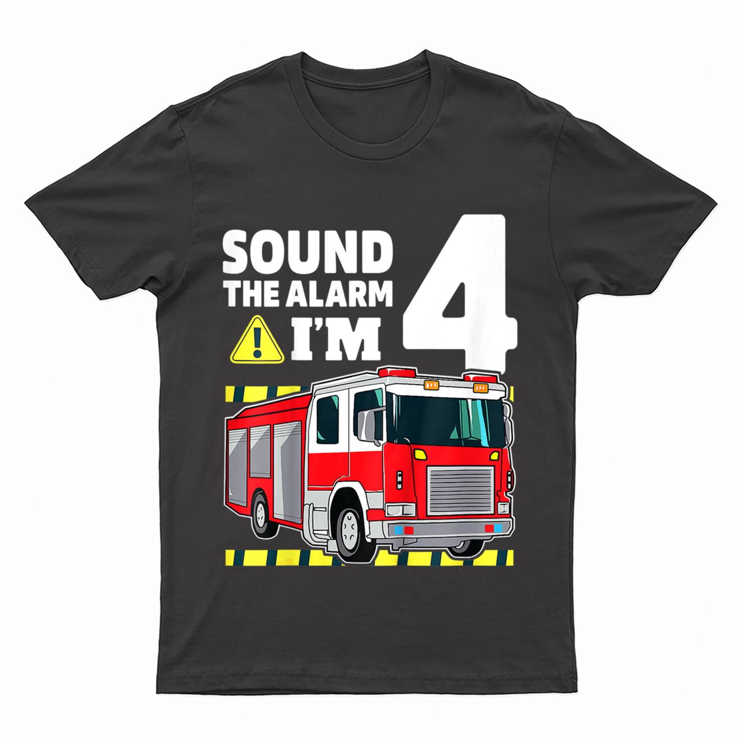 Kids 4th Birthday Boy Fire Truck 4 Four Year Old Firefighter T-Shirt