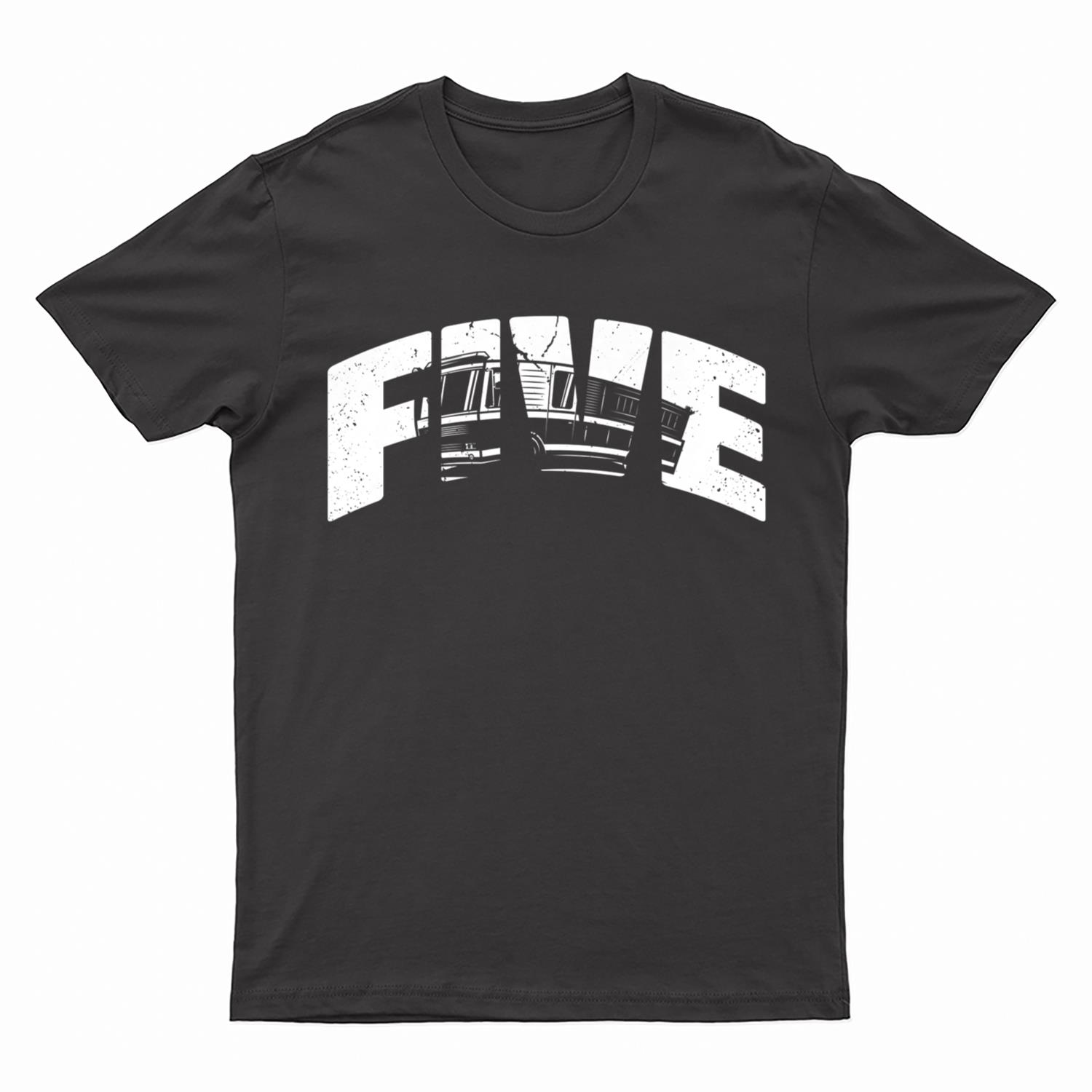 Kids 5 Year Old  5th Birthday Boy Firefighter Fire Truck T-Shirt