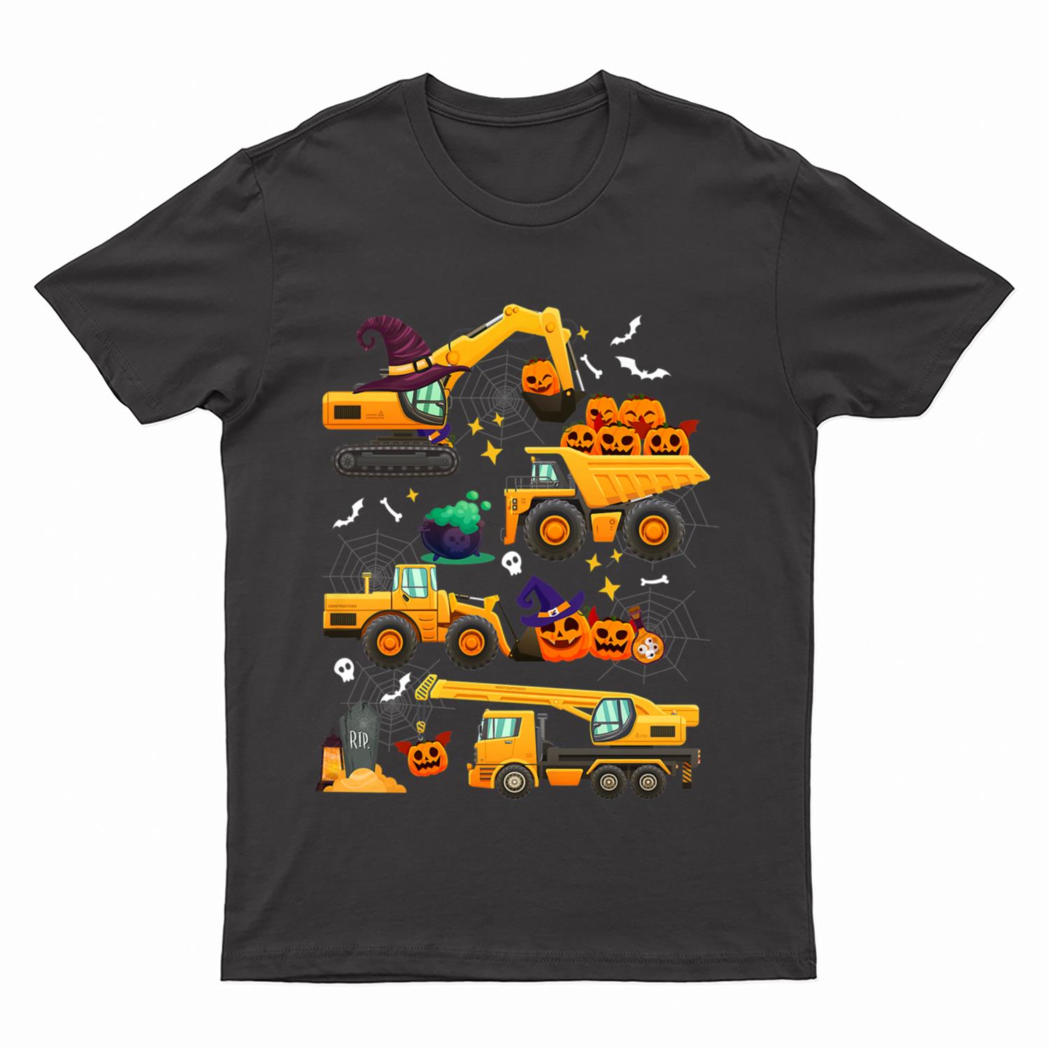 Kids Construction Vehicle Halloween Crane Truck Pumpkin Boys Kids Premium T-Shirt