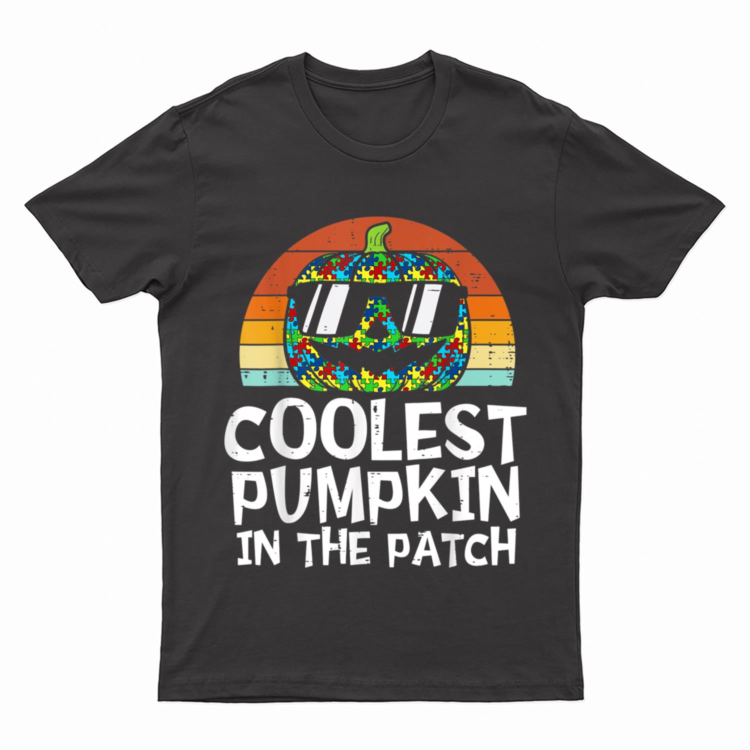 Kids Coolest Pumpkin In The Patch Autism Boys Halloween T-Shirt