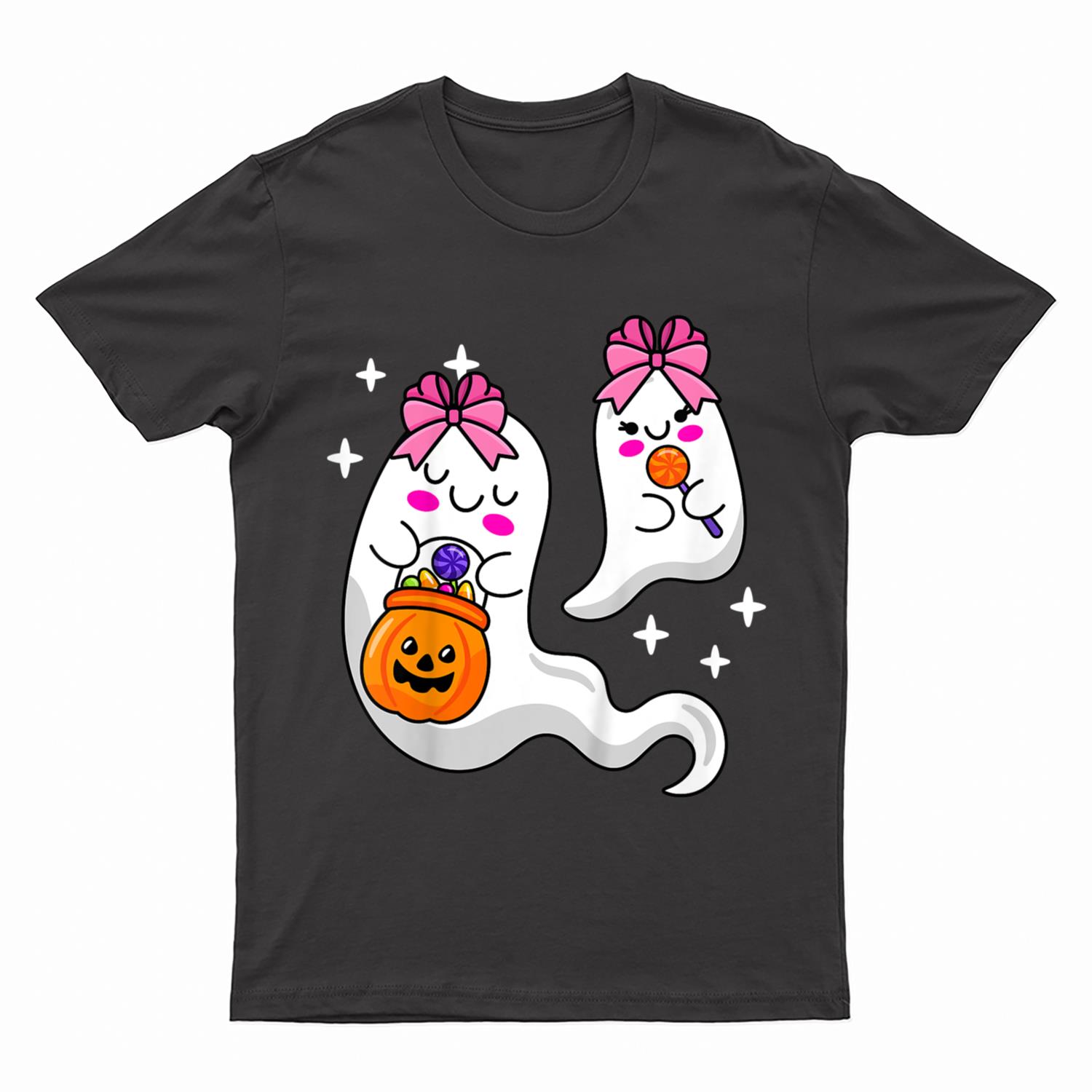 Kids Ghost Trick Or Treat Funny Halloween Costume Cute Spirit T-Shirt