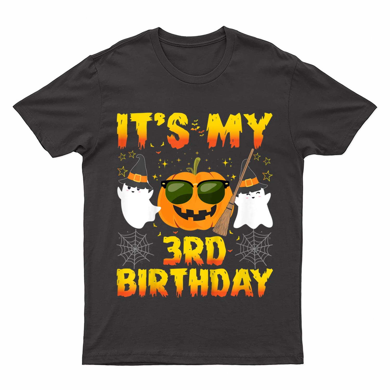 Kids Halloween Birthday 3 Year Old Boy Girl 3rd Birthday Costume T-Shirt