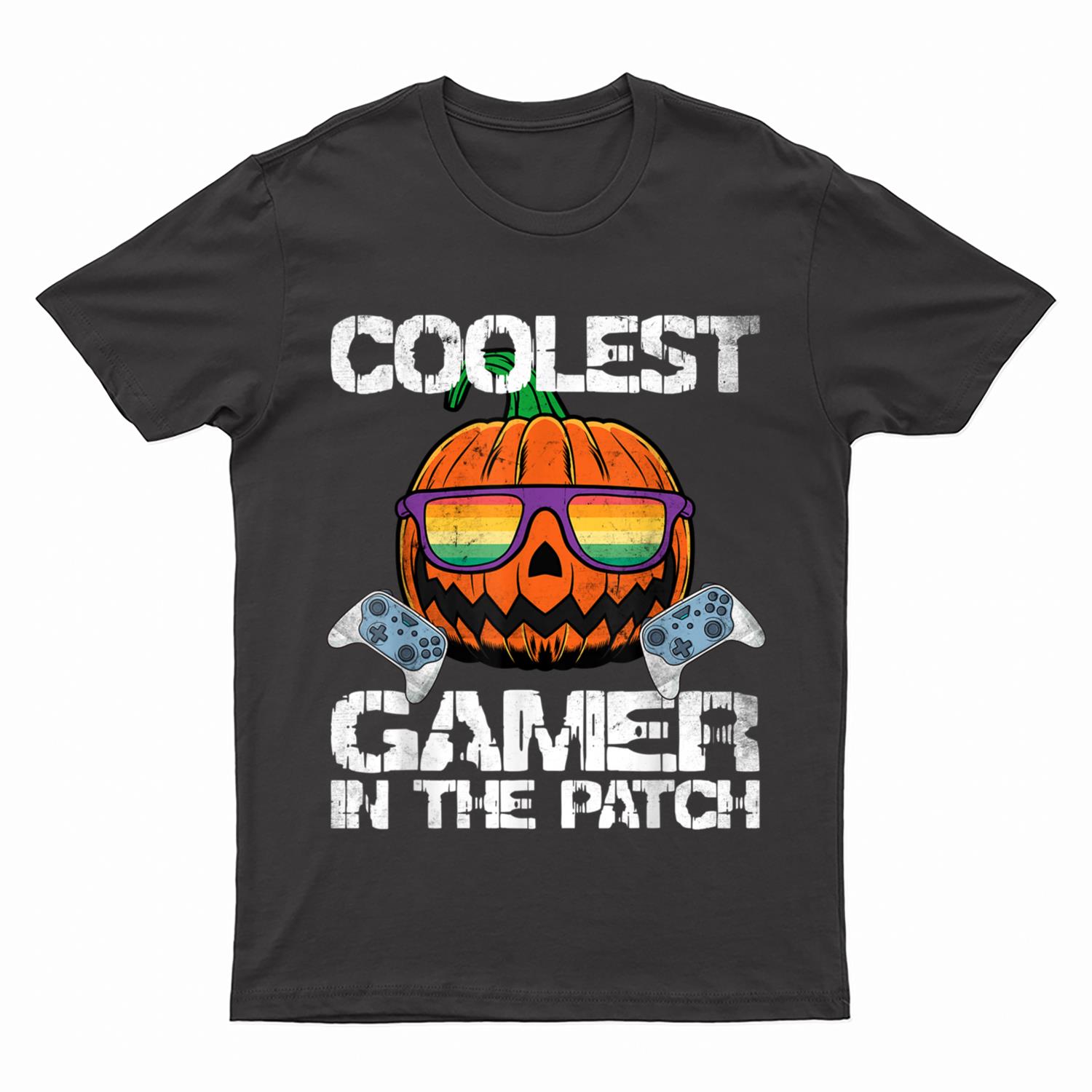 Kids Halloween Coolest Gamer In The Patch Boys Girls Pumpkin Ver 1 T-Shirt
