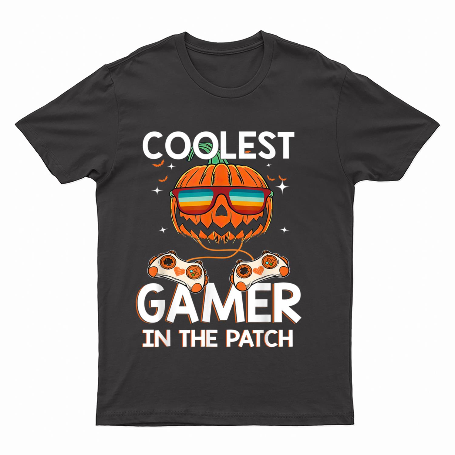 Kids Halloween Coolest Gamer In The Patch Boys Girls Pumpkin Ver 2 T-Shirt