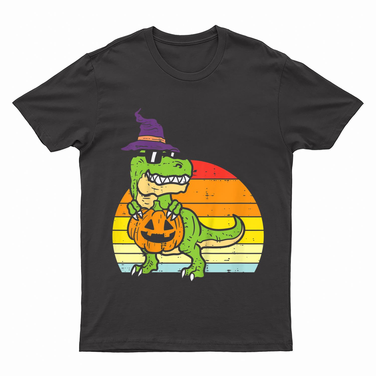 Kids Halloween Trex Pumpkin Cute Dinosaur Toddler Boys Kids T-Shirt