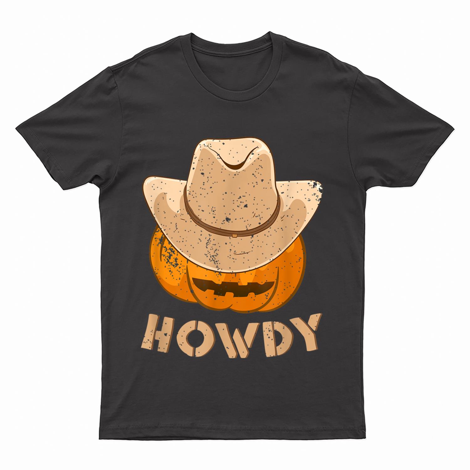 Kids Howdy Cowboy Pumpkin Boys Girls Men Halloween Greeting T-Shirt