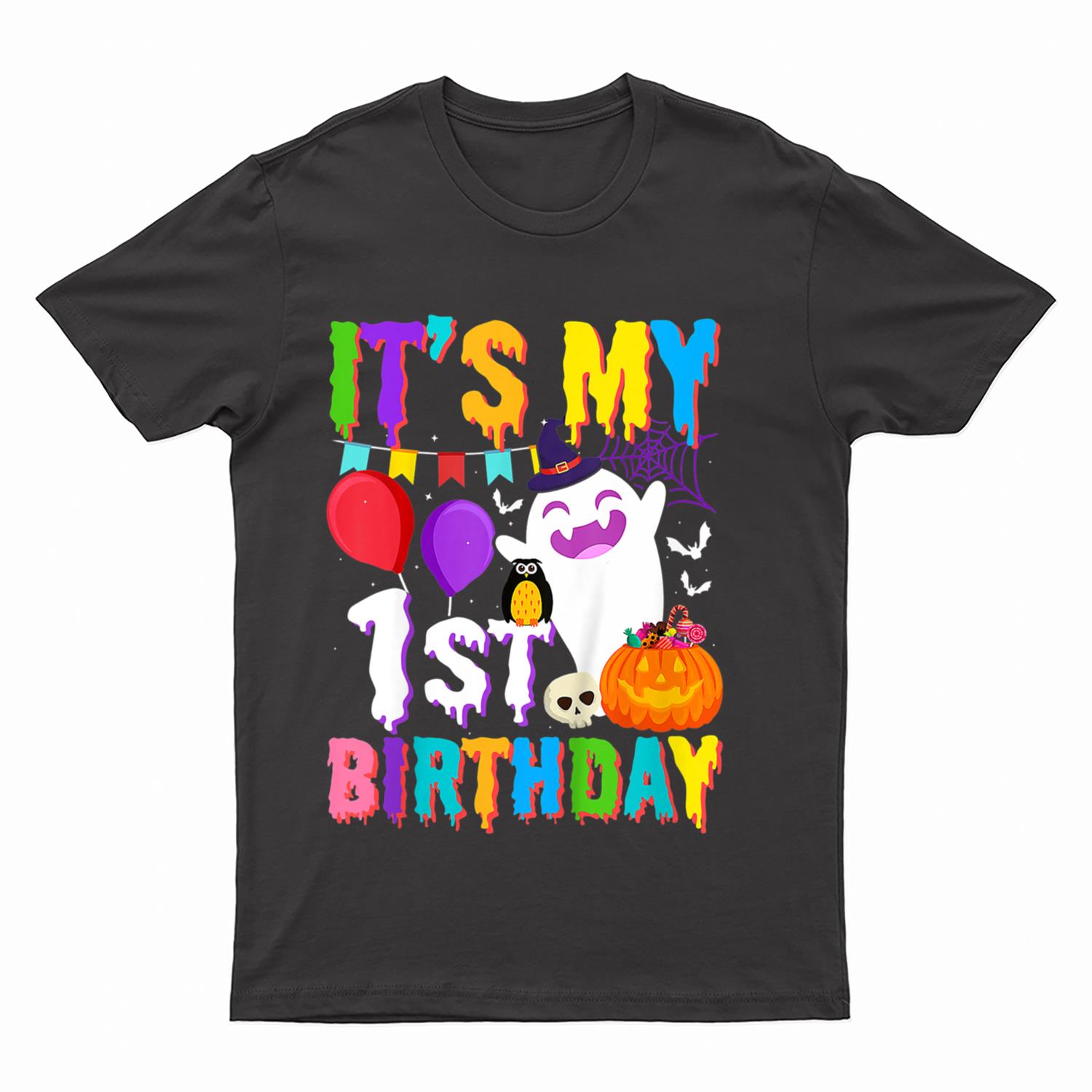 Kids It's My 1st Birthday Gift Ghost Pumpkin Halloween Costume T-Shirt