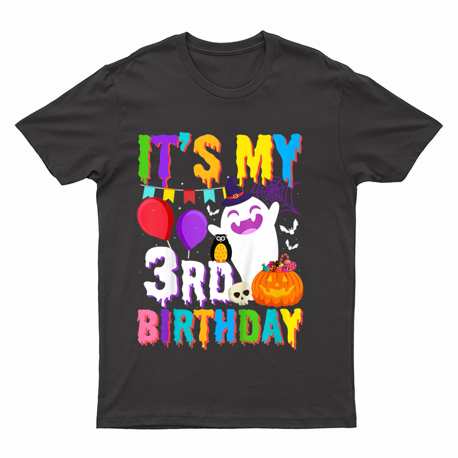 Kids It's My 3rd Birthday Gift Ghost Pumpkin Halloween Costume T-Shirt
