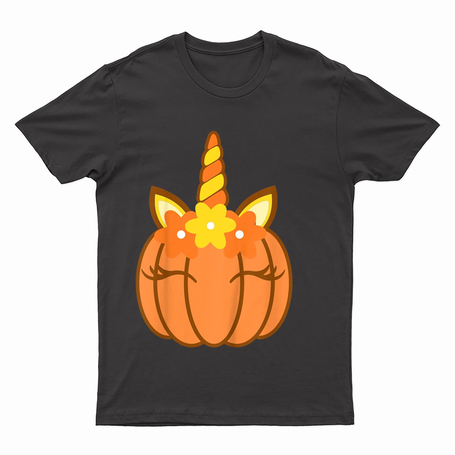 Kids Pumpkin Unicorn Face for Girls Toddler Halloween Costume T-Shirt