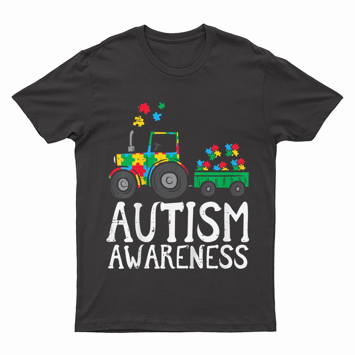 Kids Tractor Autism Awareness Farmer Truck Toddler Boys Kids T-Shirt
