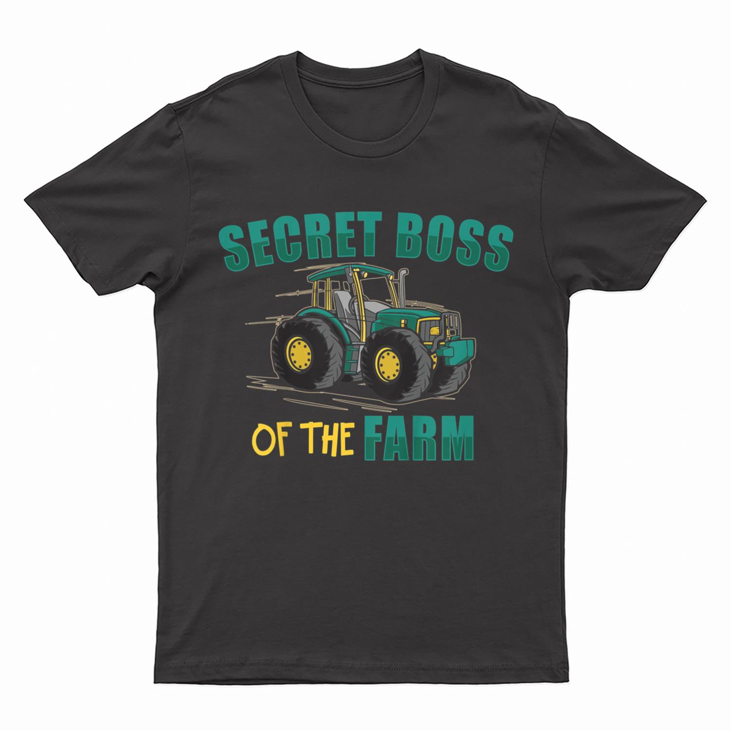 Kids Tractor Boy Young Farmer Secret Boss Of The Farm T-Shirt