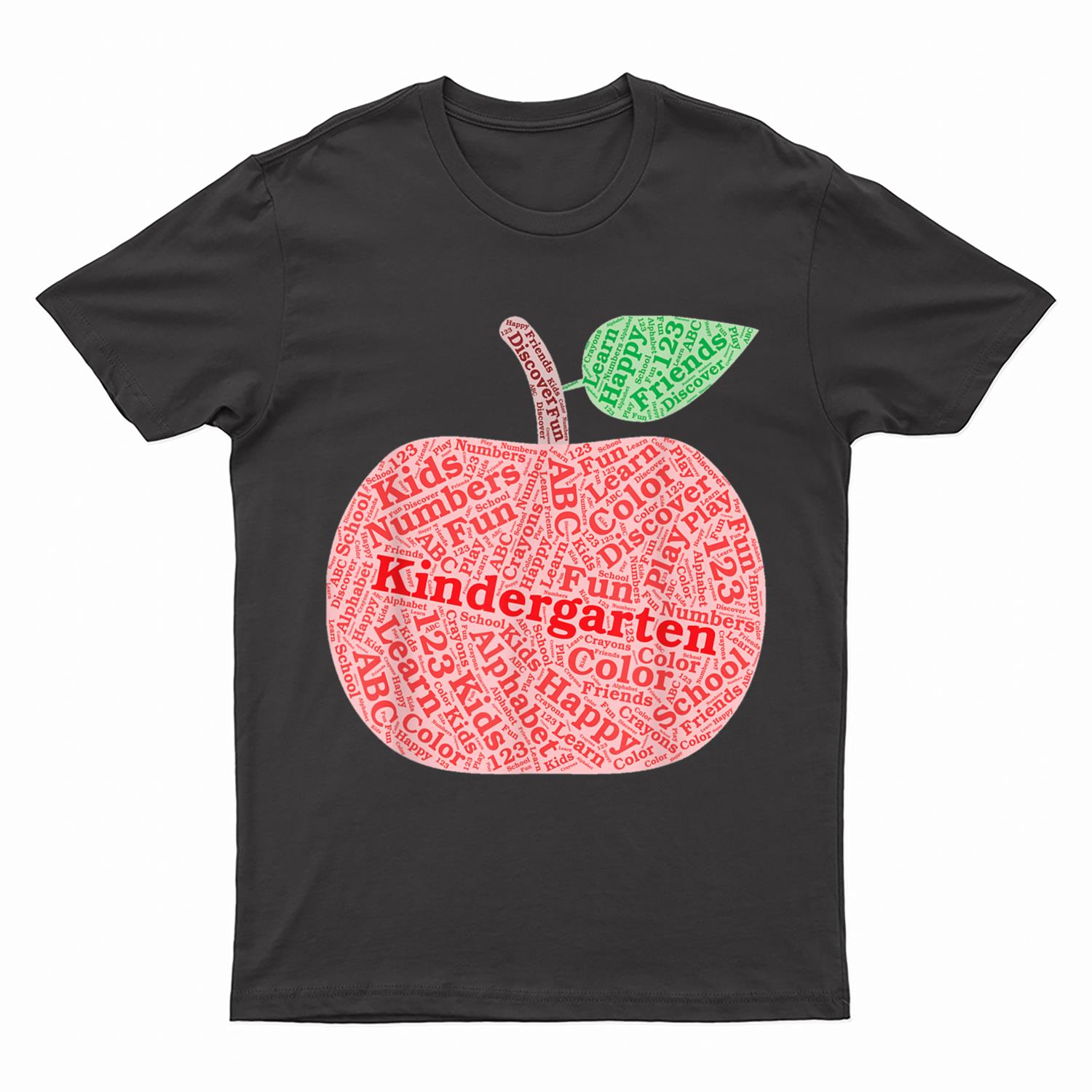 Kindergarten Apple Word Art For Teachers & Students T-Shirt