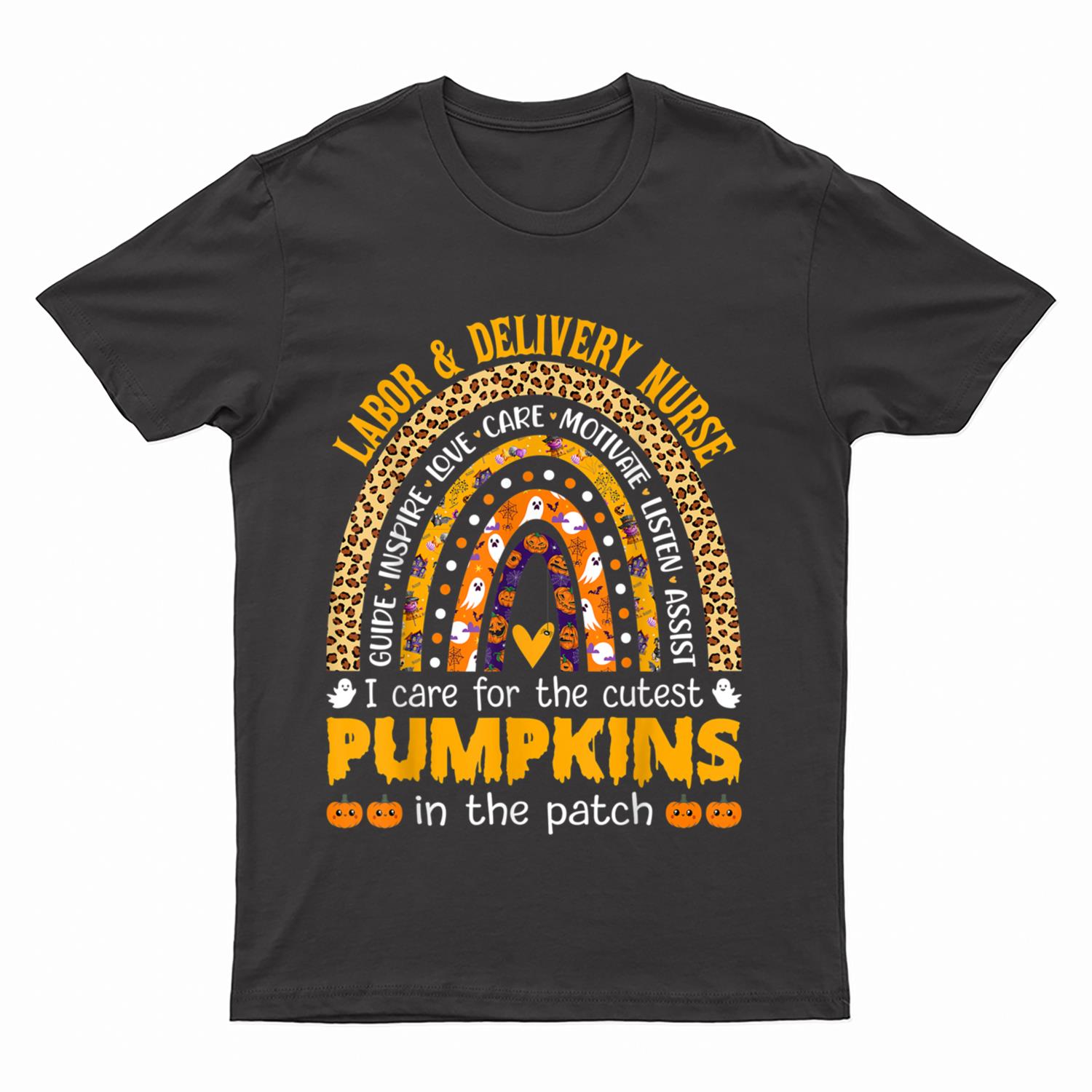 Labor and Delivery Nurse Rainbow Leopard Halloween L&D Nurse T-Shirt