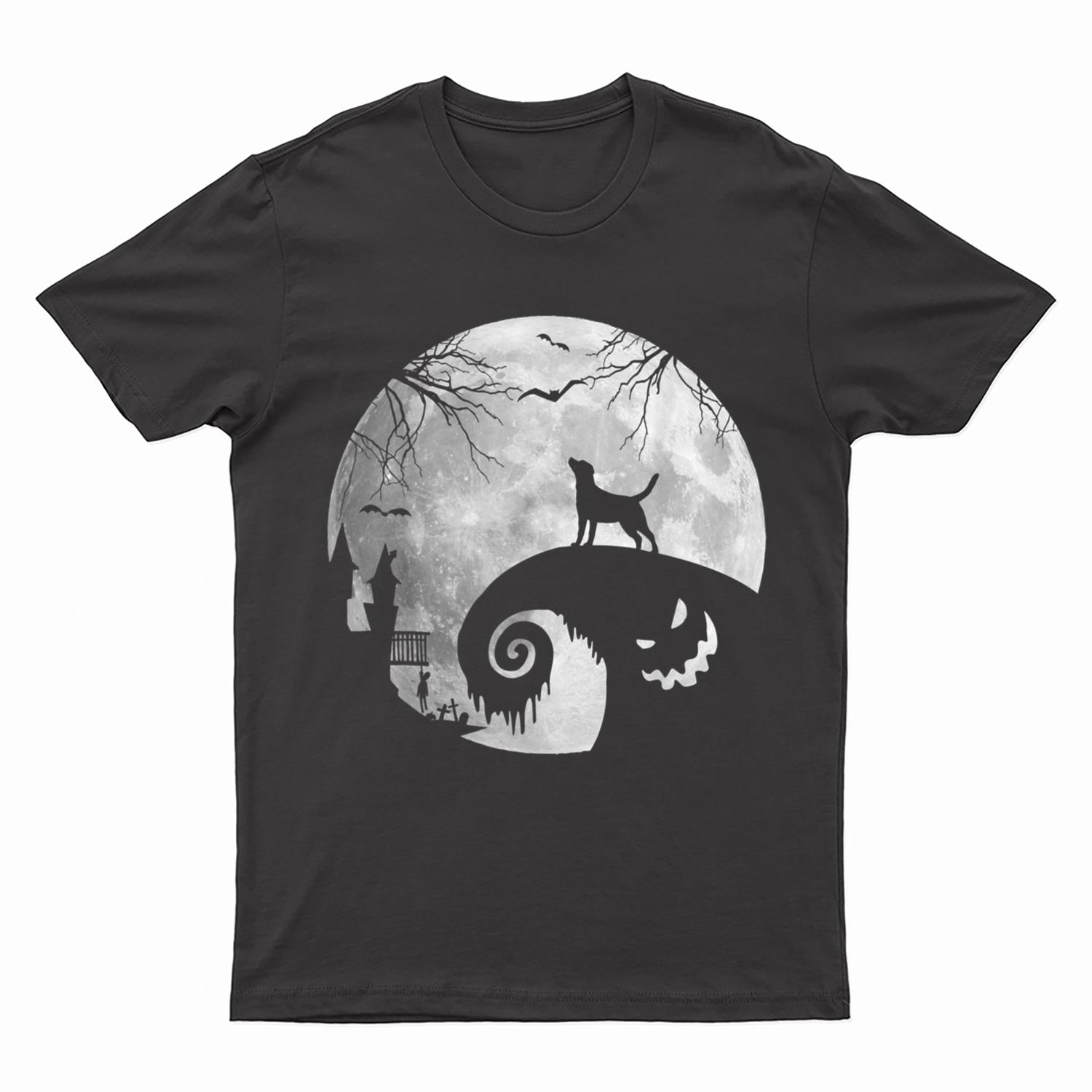 Labrador Dog And Moon Halloween Costume Dog Lover Funny T-Shirt