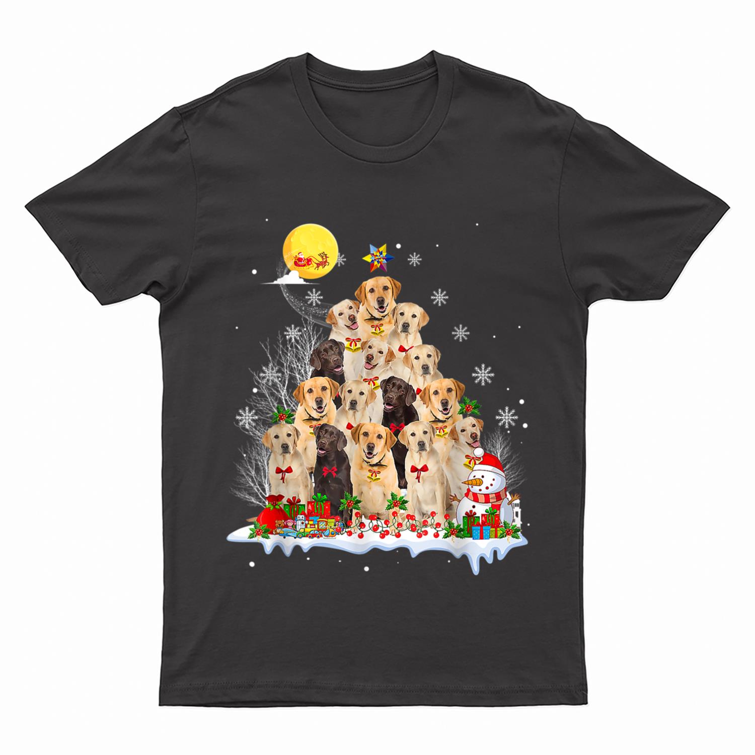 Labrador Dog Lover Matching Santa Christmas Tree T-Shirt