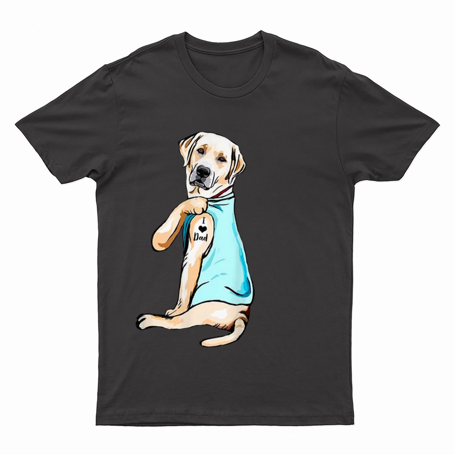 Labrador Dog Tattoo I Love Dad Father's Day Lover T-Shirt