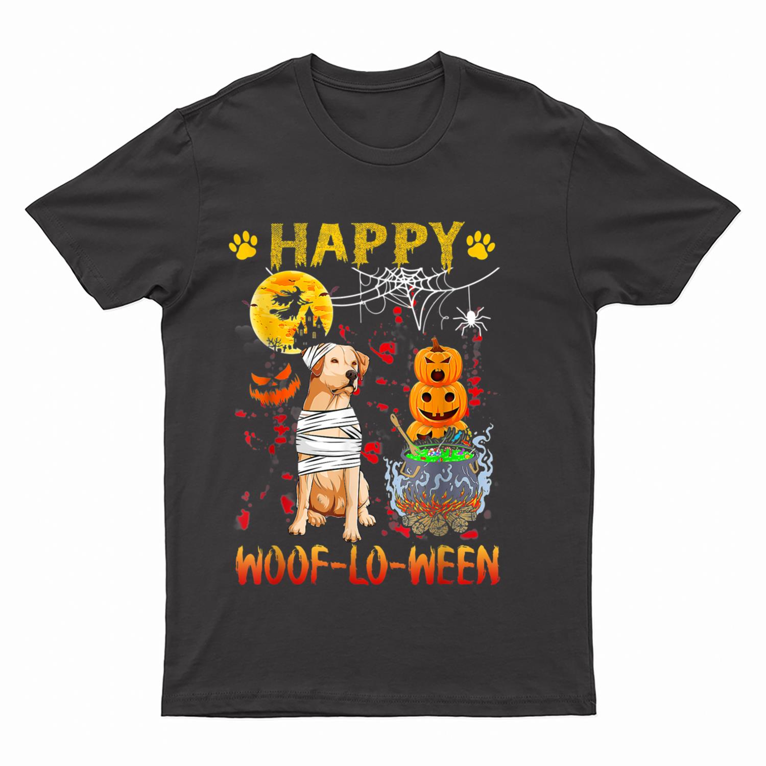 Labrador Lover Happy Woof-lo-ween Halloween Pumpkin T-Shirt