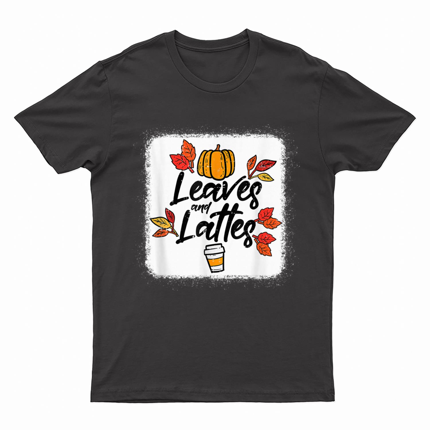 Leaves Lattes Pumpkin Spice Fall Autumn Halloween T-Shirt