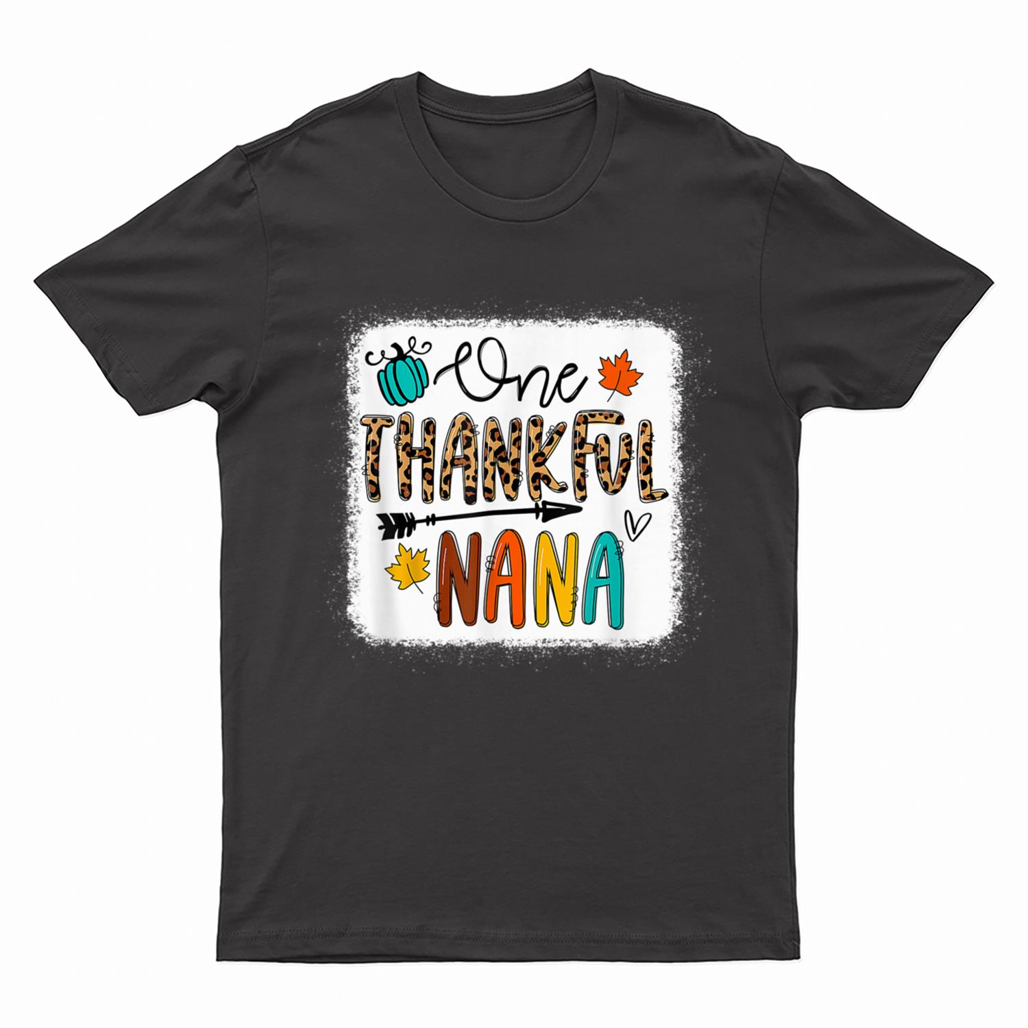 Leopard One Thankful Nana Blessed Nana Fall Thanksgiving T-Shirt