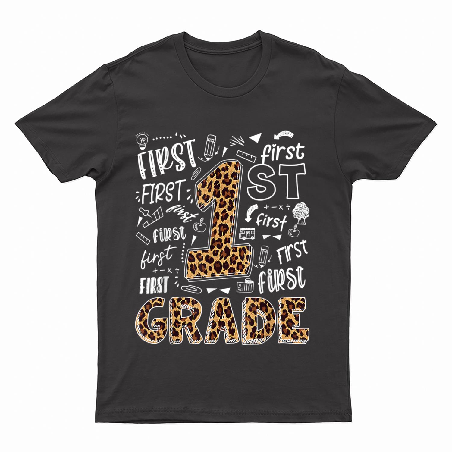 Leopard Print 1st Grade Teacher Kids Back to School T-Shirt