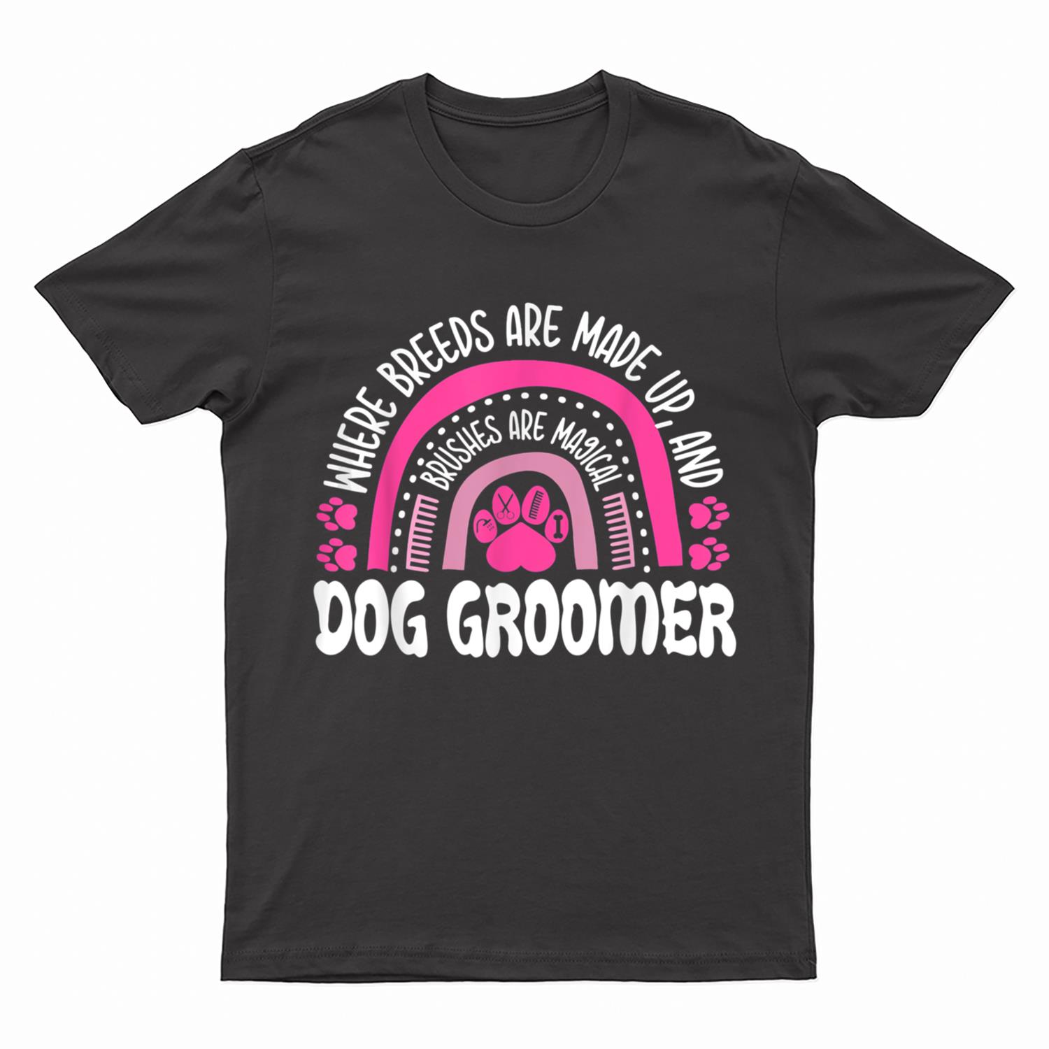 Leopard Rainbow Dog Groomer Pet Grooming Stylist Groomers T-Shirt