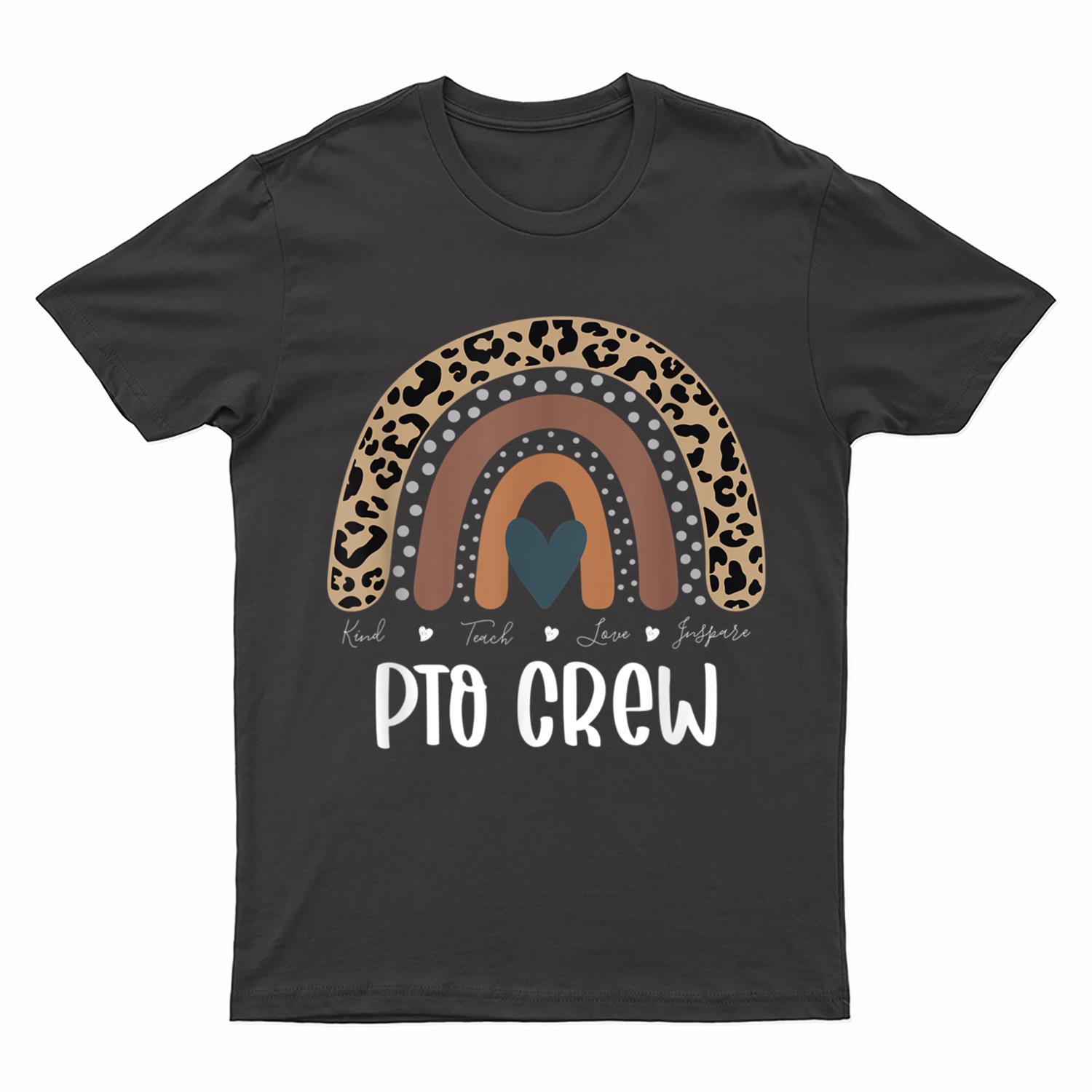 Leopard Rainbow Teacher Student parent, PTO Crew T-Shirt