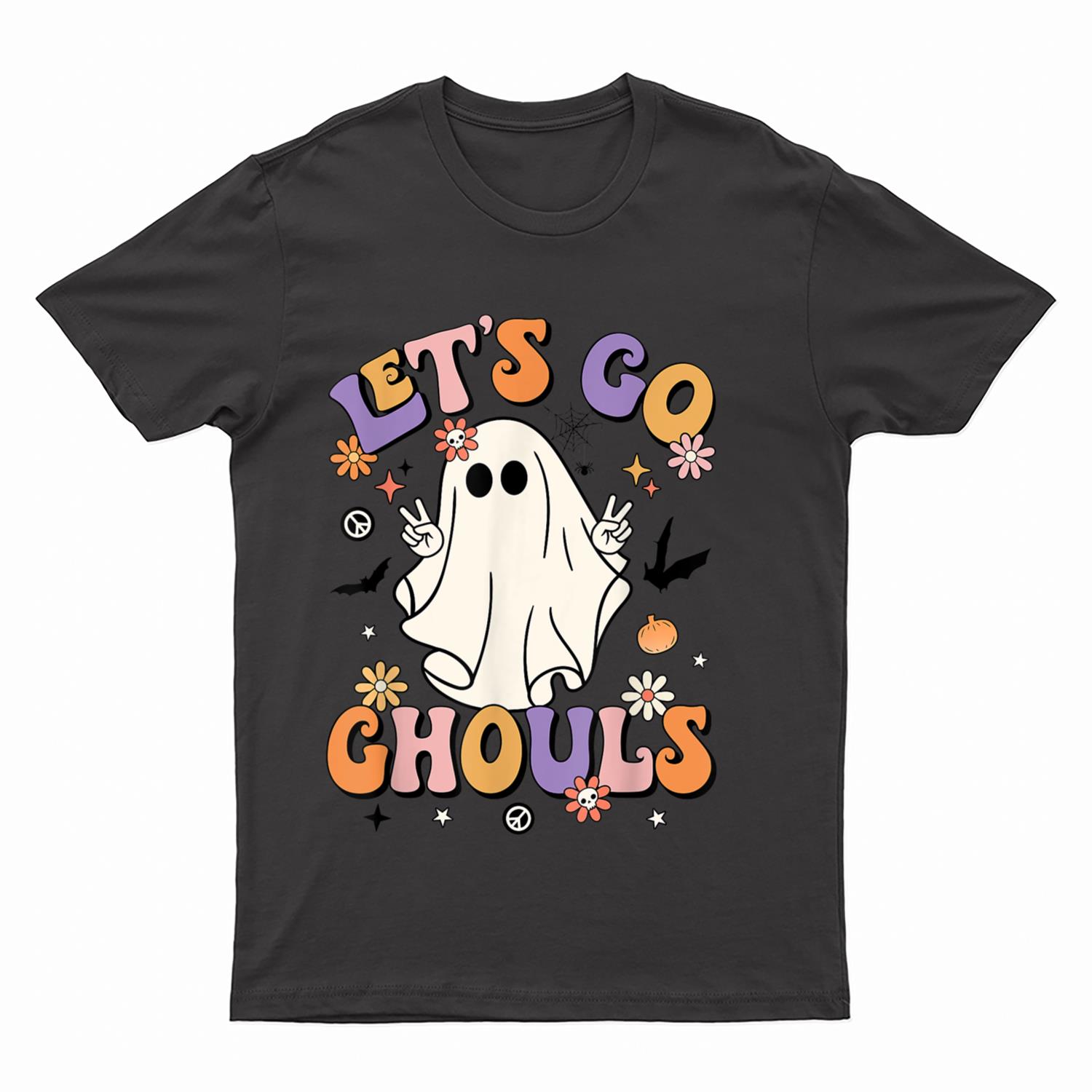 Let's Go Ghouls Retro Halloween Party Funny Ghost Pumpkin T-Shirt