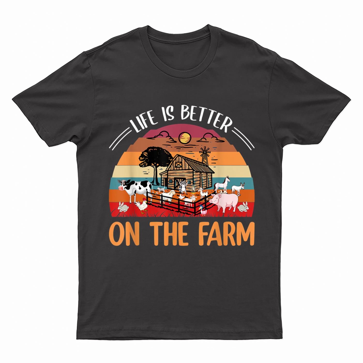 Life is better on the Farm Animals Retro Country Farm Girls T-Shirt