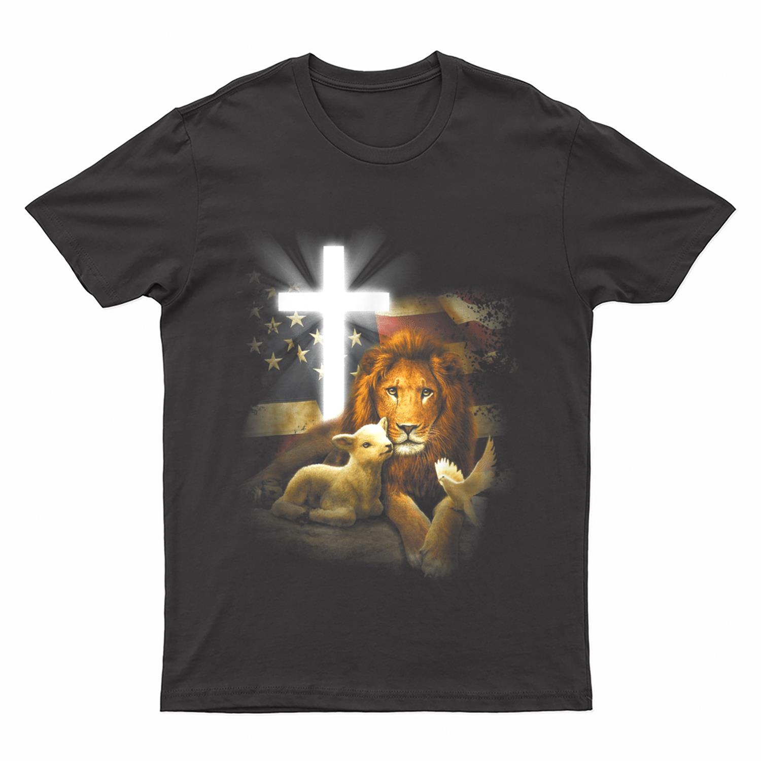 Lion And Lamb Cross Jesus Christ T-Shirt