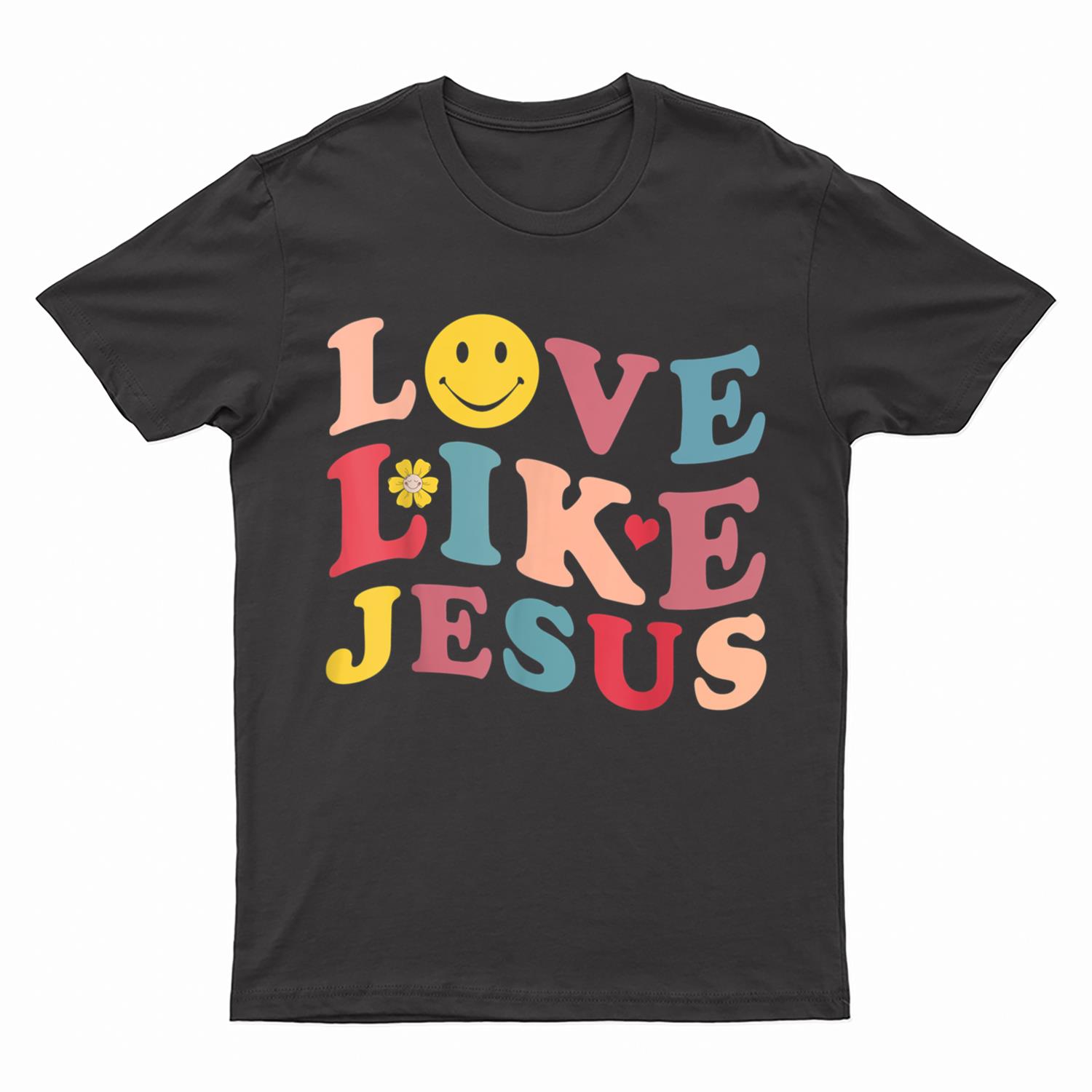 Love Like Jesus Christian Graphic s Groovy Christmas T-Shirt